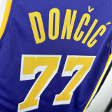 LAKERS DONCIC'#77 Blue Flying Man Top Quality Hot Pressing NBA Jersey