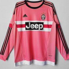2015/2016 JUV Away Pink Retro Long Sleeve Soccer Jersey (长袖)