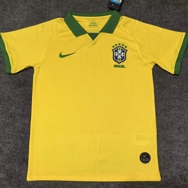 2019/2020 Brazil Home Yellow Retro Soccer Jersey(翻领）