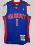 2008/09 Pistons IVERSON #1 Blue Retro Top Quality Hot Pressing NBA Jersey