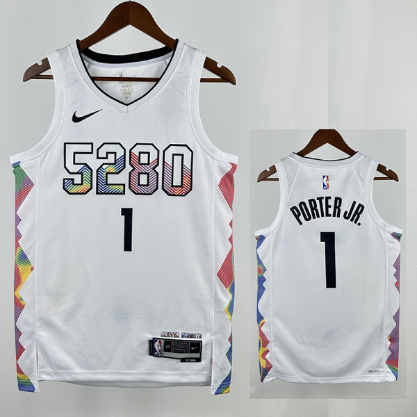 24/25 Nuggets PORTER JR. #1 White City Edition Top Quality Hot Pressing NBA Jersey