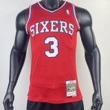 1996/97 76ERS IVERSON #3 Red Retro Top Quality Hot Pressing NBA Jersey