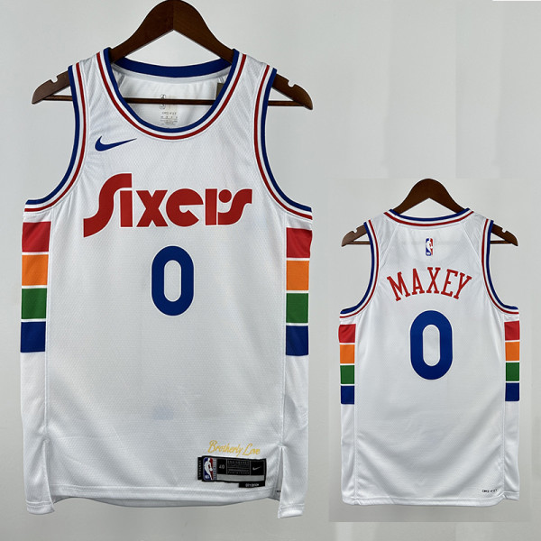 24/25 76ERS MAXEY  # 0 City Edition Top Quality Hot Pressing Retro NBA Jersey