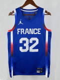 2024 Olympic Game France  Wembanyama #32 Blue Basketball Jersey