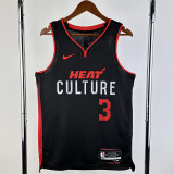 23/24 HEAT WADE #3 Black City Edition Top Quality Hot Pressing NBA Jersey (V领）