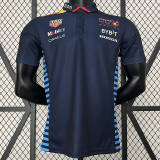 2024 F1 Red Bull  Royal Blue Polo Red Racing Suit (翻领、领带广告）