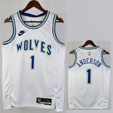 23/24 TIMBERWOLVES ANDERSON #1 White Top Quality Hot Pressing NBA Jersey (Retro Logo)