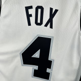 Sa Spurs FOX #4 White Top Quality Hot Pressing NBA Jersey