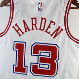 23/24 ROCKETS HARDEN #13 White City Edition Home Top Quality Hot Pressing NBA Jersey
