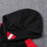 25-26 Portugal Black Red sleeve Hooded  Tracksuit