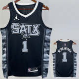 22/23 SA Spurs WEMBANYAMA #1 Black Top Quality Hot Pressing NBA Jersey (Trapeze Edition) 飞人版