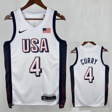 2024 Olympic Game USA CURRY # 4 White Basketball Jersey