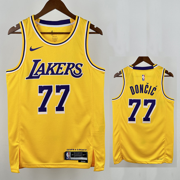 22/23 LAKERS DONCIC'#77 Yellow Top Quality Hot Pressing NBA Jersey