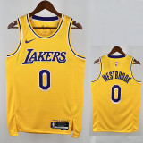 22/23 Lakers Russell Westbrook # 0 Yellow Top Quality Hot Pressing NBA Jersey(圆领）