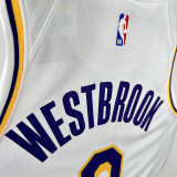22/23 Lakers Russell Westbrook # 0 White Top Quality Hot Pressing NBA Jersey(圆领）