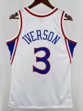 96/97 76ERS IVERSON  # 3 White Newcomer Top Quality Hot Pressing Retro NBA Jersey