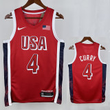 2024 Olympic Game USA CURRY # 4 Red Basketball Jersey
