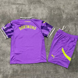 25/26  Dortmund Goalkeeper Purple Kids Soccer Jersey