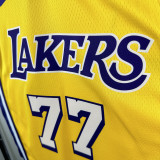 LAKERS DONCIC'#77 Yellow Top Quality Hot Pressing NBA Jersey(V领）