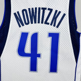 10/11 Dallas Mavericks Nowitzki  #41 White  Top Quality Hot Pressing Retro NBA Jersey