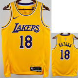 22/23 LAKERS KAZUHA #18 Yellow Top Quality Hot Pressing NBA Jersey(圆领)