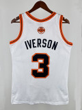 06/07 Nuggets IVERSON #3 White ABA Retro Night Top Quality Hot Pressing NBA Jersey
