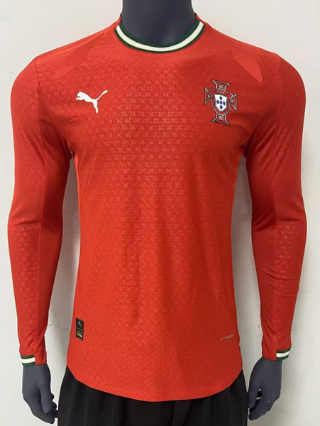 25-26 Portugal Home Player Version Long Sleeve Soccer Jersey