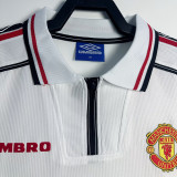 1998/1999 Man Utd  Anniversary Edition White Retro  Long Sleeve Soccer Jersey