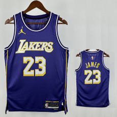 25/26 LAKERS JAMES #23 Purple Flying Man Top Quality Hot Pressing NBA Jersey(圆领）