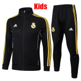 25/26 RMA Black Retro  Kids Jacket Tracksuit#E2556(童装、黄袖边）