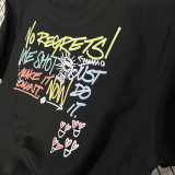 2025 T258  Graffiti NK Black Pure Cotton T-shirt