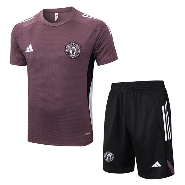 25/26 Man Utd Grey Purple Training Shorts Suit#D25126