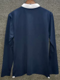 2014 France Royal Blue Long Sleeve  Retro Soccer Jersey