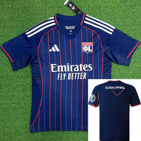25/26 Lyon Away Fans Soccer Jersey(带广告)