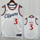24/25 Clippers PUAL # 3 White Top Quality Hot Pressing NBA Jersey