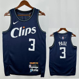 23/24 Clippers PUAL # 3 City Edition Royal Blue Top Quality Hot Pressing NBA Jersey