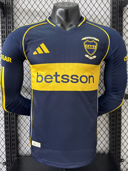 25/26  Boca Juniors Home Player Version  Long Sleeve Soccer Jersey（两袖CETROGAR)
