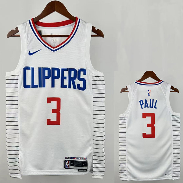 22/23 Clippers PUAL # 3 White Top Quality Hot Pressing NBA Jersey