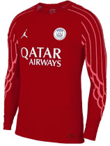24/25 PSG  Red Goalkeeper  Long Sleeve Fans Soccer Jersey