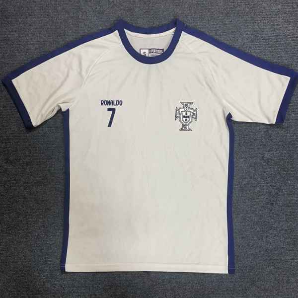 25-26 Portugal Beige White #7  T- shirts