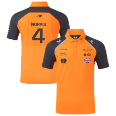 2025 McLaren Orange #4 Polo Racing Suit(翻领)