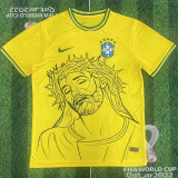 26/27 Brazil Jesus Statue Yellow Fans Soccer Jersey