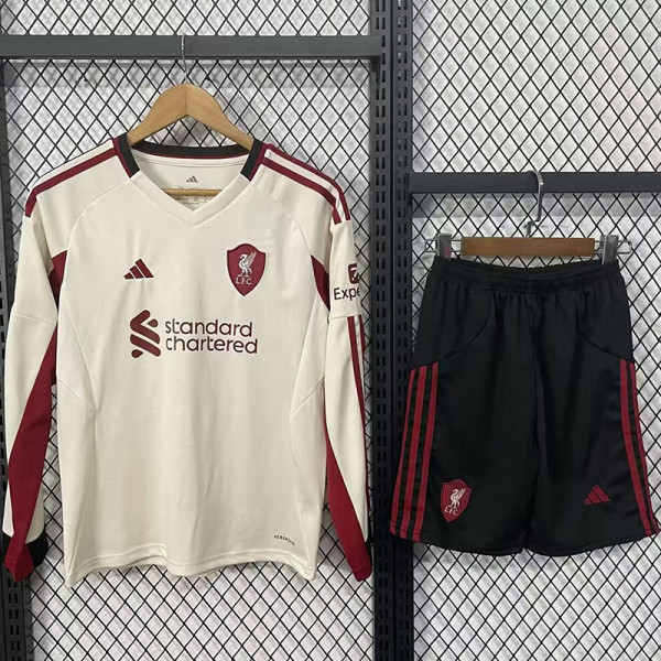 25/26 LIV Away Kids Long Sleeve  Soccer Jersey