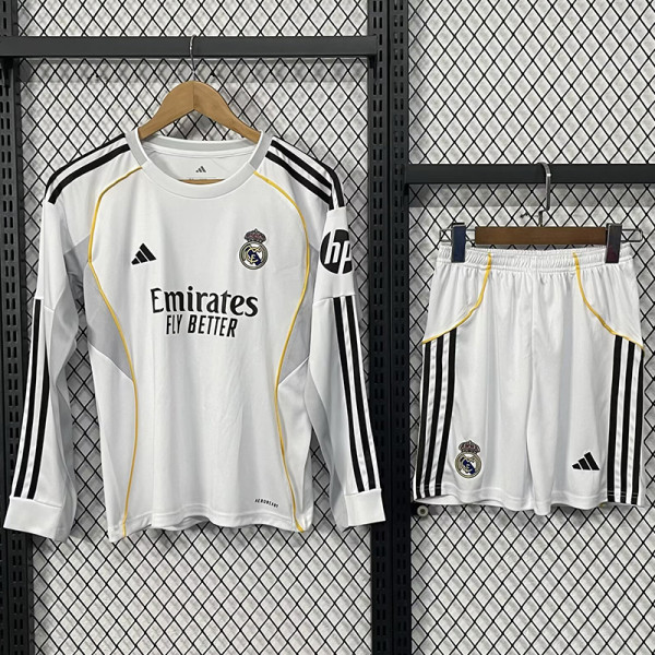 25/26 RMA Home Kids Long Sleeve Soccer Jersey