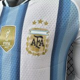 26-27 Argentina Home Player Version Long Sleeve Soccer Jersey(胸前带章\星带