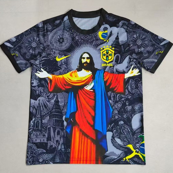 25/26 Brazil Christ Statue Special Edition Grey Fans Soccer Jersey