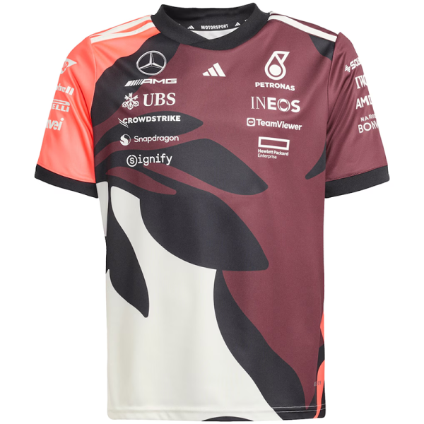 2025 F1 Mercedes Maroon Racing Suit(圆领)