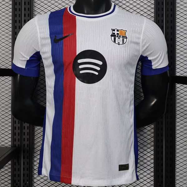 25/26 BAR  Special Edition White Player Version Soccer Jersey(黑胸花）