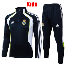 25/26  RMA Royal Blue Retro Edition Kids Half Pull Kids Tracksuit #E2573(童装、半拉链)