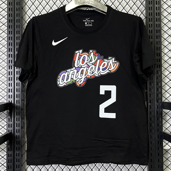 2025 T261 Clippers  LEONARD # 2  Pure Cotton  Black T-shirt